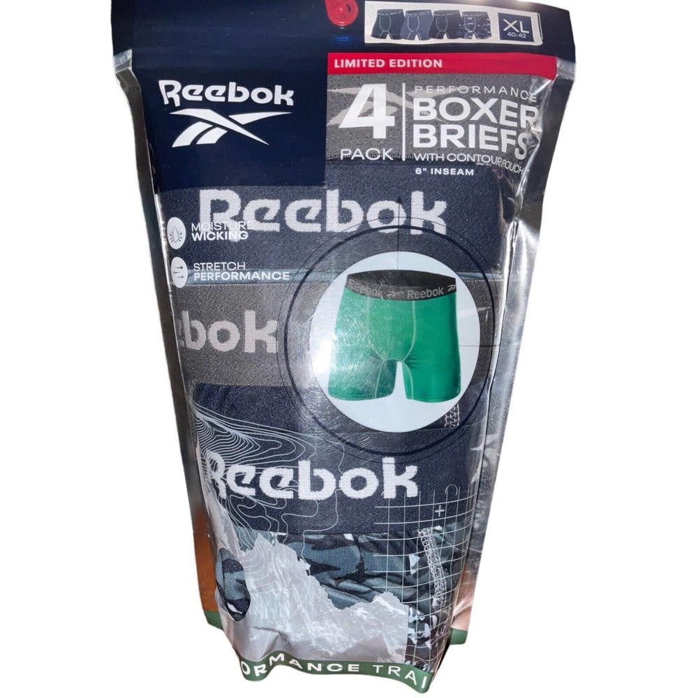 Men’s Reebok Performance Boxer Briefs 4-pack Microfiber- XL (40" -42") -Limited